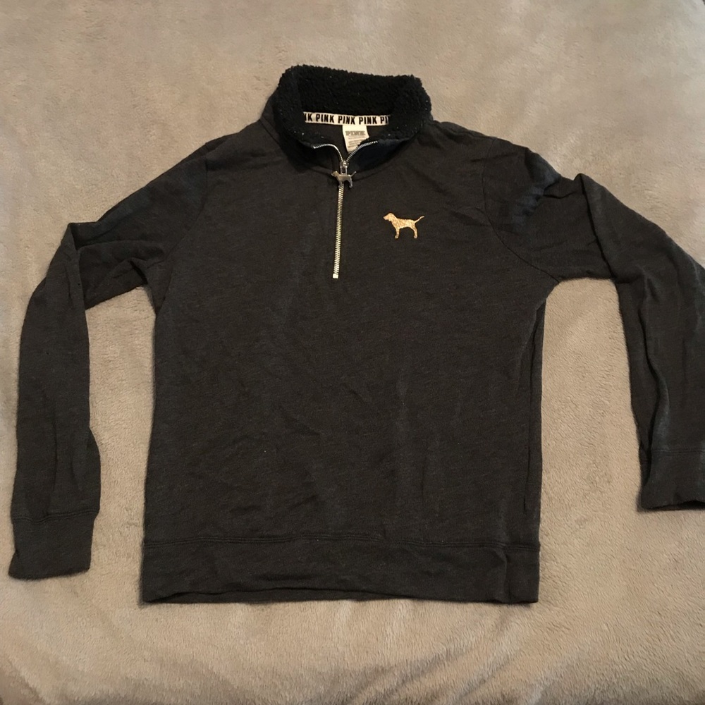PINK grey, black, and gold quarterzip